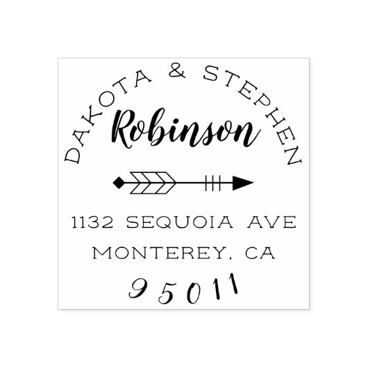矢印素朴と書道の結婚したカップルの住所 ラバースタンプ (インプリント)