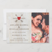 矢印素朴赤いハート セーブザデート (正面)