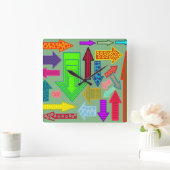 矢印 スクエア壁時計 (ホーム)