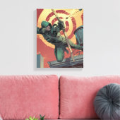 矢印 |屋上から緑の矢印が発射 キャンバスプリント (インサイチュ (リビング))