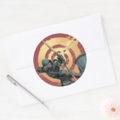 矢印 |屋上から緑の矢印が発射 ラウンドシール (封筒)