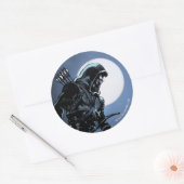 矢印 |月明かりの緑の矢印 ラウンドシール (封筒)