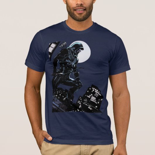 矢印 |月明かりの緑の矢印 Tシャツ (正面)