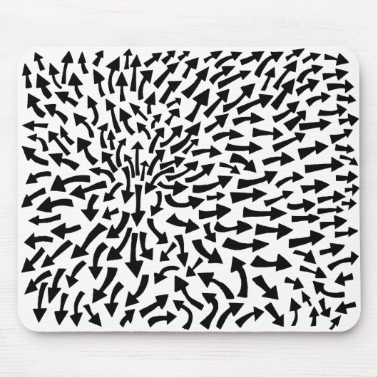 矢印 – 黒（白） マウスパッド (正面)