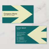 矢印v3 （クリーム） -ティール（緑がかった色）緑006666 名刺 (正面/裏面)