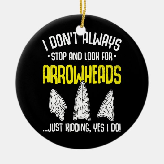 矢尻狩りフリント収集石打ち セラミックオーナメント (正面)