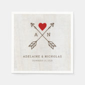 矢素朴印赤いハート結婚の スタンダードカクテルナプキン (正面)