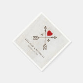 矢素朴印赤いハート結婚の スタンダードカクテルナプキン (角)