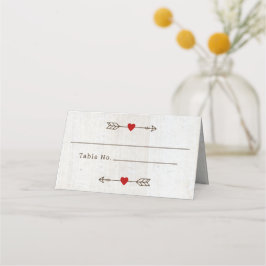 矢素朴印赤いハート結婚の プレイスカード