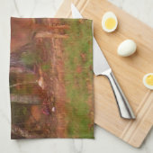 矢頭に鹿を追う キッチンタオル (四つ折り)