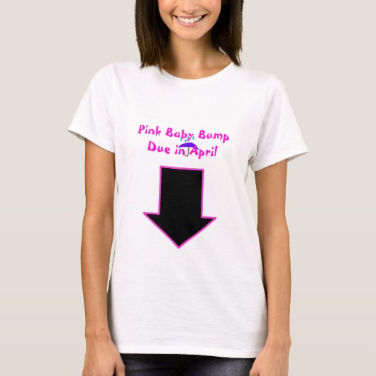 矢、4月に当然のピンクのベビーの隆起 Tシャツ (正面)