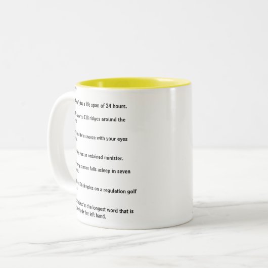 知っていますすべてをおもしろい事実のマグの前部か背部考えて下さい ツートーンマグカップ (正面左)