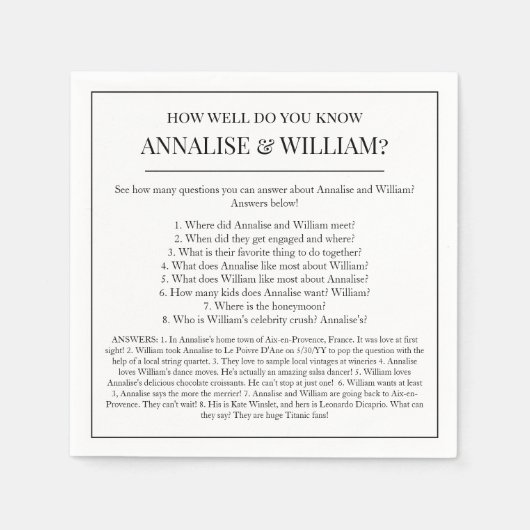 知っていることをおもしろい結婚化する スタンダードカクテルナプキン (正面)