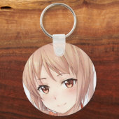 知っているスマイル茶色の髪の目のアニメの女の子マンガ キーホルダー (正面)