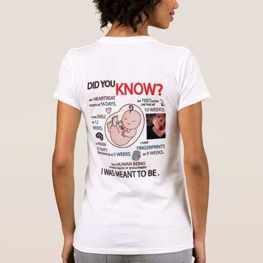 「知ってたの？」 Pro-Life Information Tシャツ (裏面)