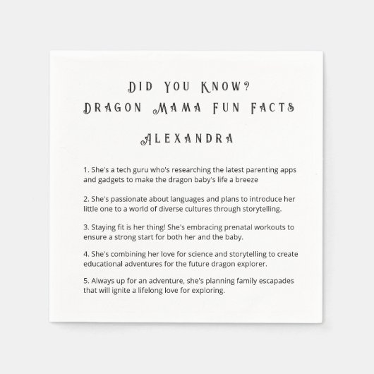 知ってた?ドラゴンママおもしろい スタンダードカクテルナプキン (正面)