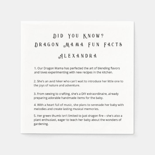 知ってる？ドラゴンママの豆知識 スタンダードカクテルナプキン (正面)