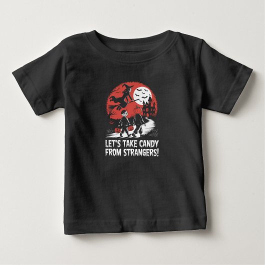 知らない人からお菓子をもらおう 面白いハロウィン ベビーTシャツ (正面)