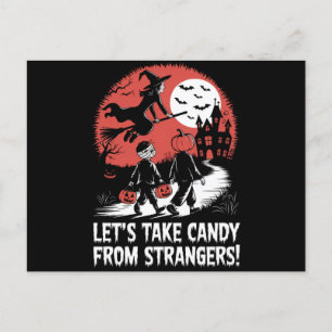 知らない人からお菓子をもらおう 面白いハロウィン ポストカード
