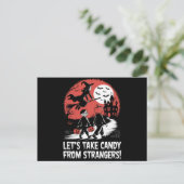 知らない人からお菓子をもらおう 面白いハロウィン ポストカード (スタンド正面)