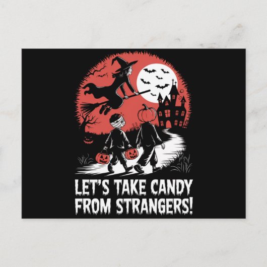 知らない人からお菓子をもらおう 面白いハロウィン ポストカード (正面)