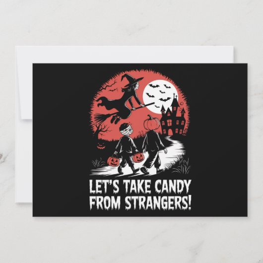 知らない人からお菓子をもらおう 面白いハロウィン 招待状 (正面)