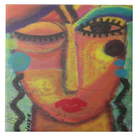 知らない気に抽象芸術アクリル絵画ズ タイル (正面)