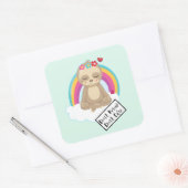 知らない気に文字 – かわいいめい想のナマケモノ スクエアシール (封筒)