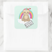 知らない気に文字 – かわいいめい想のナマケモノ スクエアシール (バッグ)