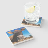 知りたがるジャージーの牛 ストーンコースター (横)