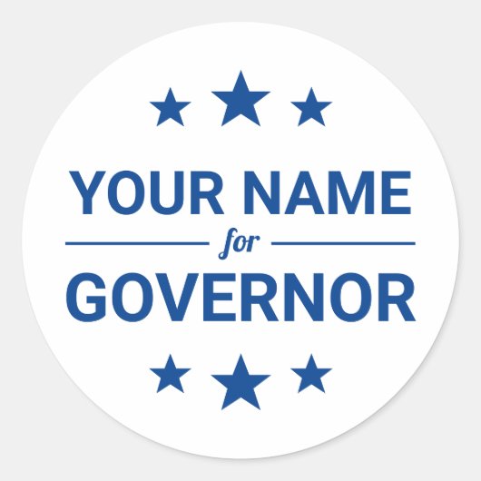 知事の名前文字カスタムスター選挙 ラウンドシール (正面)