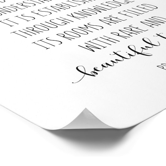 知恵によって家が建てられる，箴言24:3-4 ポスター (角)