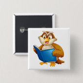 知恵のあるフクロウの本を読む 缶バッジ (正面&裏面)