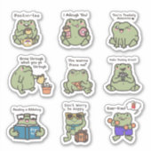 知恵のカエルやる気を起こさせるとおもしろいカエル シール (正面)