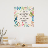 知恵のプリント'今日の何かをする'鳥、水色 ポスター (キッチン)