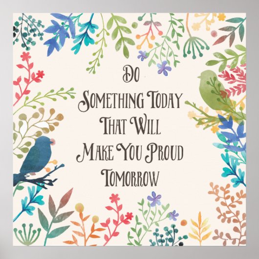 知恵のプリント'今日の何かをする'鳥、水色 ポスター (正面)