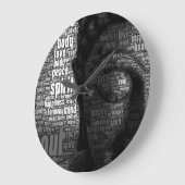 知恵の仏教の単語 ラージ壁時計 (傾斜)