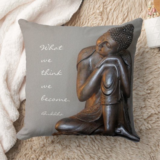 知恵の単語の平和な銀製の仏 クッション (ブランケット)