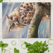 知恵の引用文のフクロウ手タオル キッチンタオル (折り畳み)