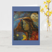 知恵の強さクマフクロウグリーティングカード カード (黄色い花)