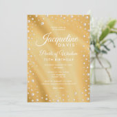 知恵の真珠と金ゴールドの誕生日 招待状 (スタンド正面)