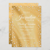 知恵の真珠と金ゴールドの誕生日 招待状 (正面/裏面)