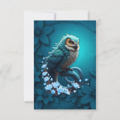 知恵の瞬間、魔法、かわいい威厳のあるフクロウ。 サンキューカード (裏面)