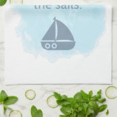 知恵の航海のな帆ボートの引用文の単語 キッチンタオル (折り畳み)