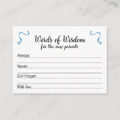 知恵の言葉と新しい親の赤ちゃんシャワー アドバイスカード (正面)