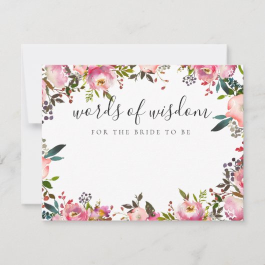 知恵の言葉ブライダルシャワーゲームカードアドバイス 招待状 (正面)