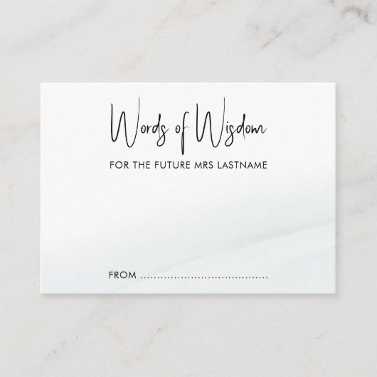 知恵の言葉ブライダルシャワーソフトグリーン洗浄 アドバイスカード (正面)