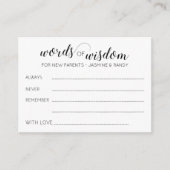 知恵の言葉ベビーシャワー新しい親アドバイス アドバイスカード (正面)