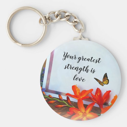 知恵の言葉ボタンのキーチェーン キーホルダー (正面)