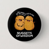 知恵の食べ物のおもしろいナゲットPun Dark BG 缶バッジ (正面)